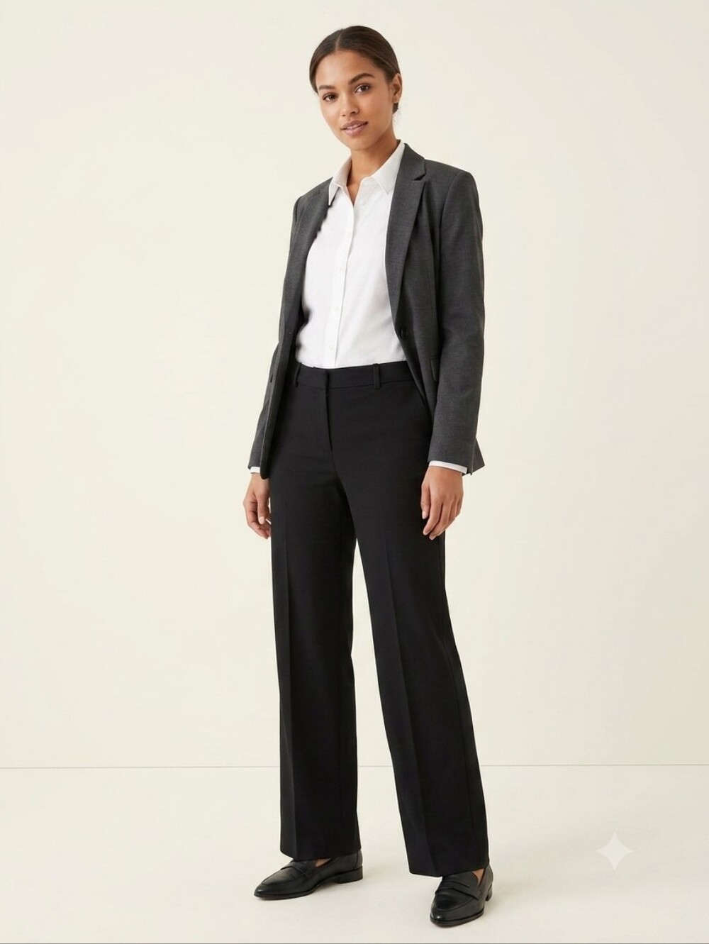 Calvin Klein Black Wide-Leg Career Trousers